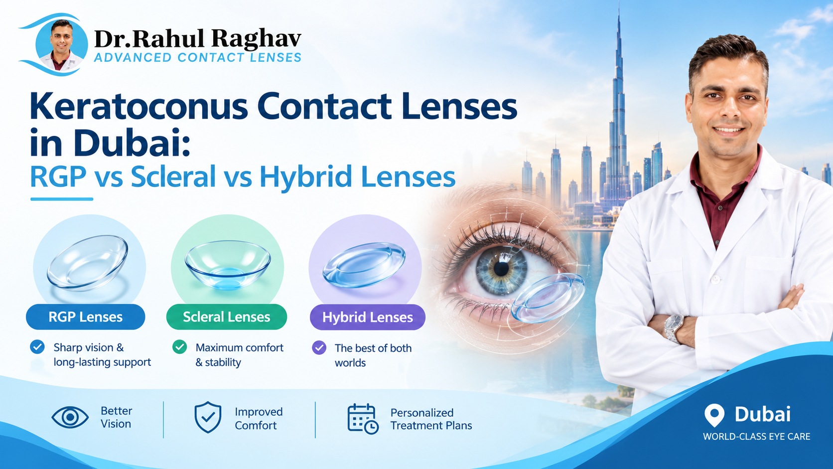 Keratoconus Contact Lenses in Dubai: RGP vs Scleral vs Hybrid Lenses